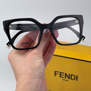 Fendi FE50002I WAY 001 BRAND NEW Eyeglasses Shiny Black Unisex Geometric
